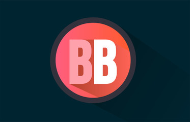 blue pink alphabet letter bb b b logo combination with long shadow design