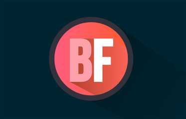 blue pink alphabet letter bf b f logo combination with long shadow design