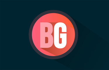 blue pink alphabet letter bg b g logo combination with long shadow design