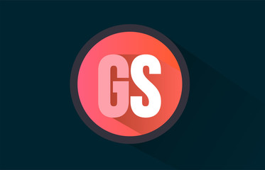 blue pink alphabet letter gs g s logo combination with long shadow design