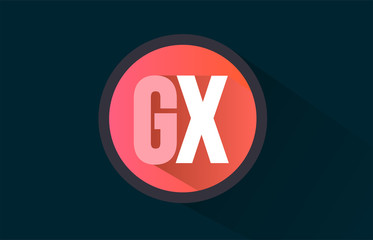 blue pink alphabet letter gx g x logo combination with long shadow design
