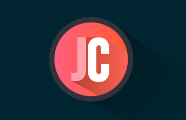 blue pink alphabet letter jc j c logo combination with long shadow design