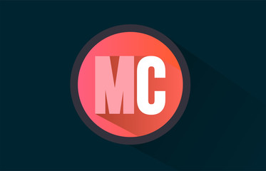 blue pink alphabet letter mc m c logo combination with long shadow design