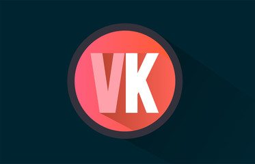 Fototapeta premium blue pink alphabet letter vk v k logo combination with long shadow design