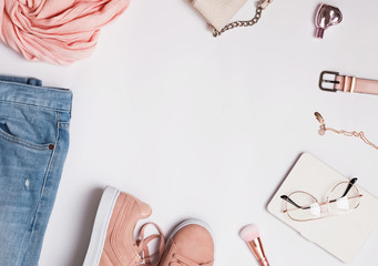 Stylish woman's outfit for spring or summer.