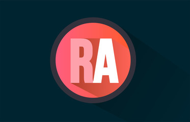 blue pink alphabet letter ra r a logo combination with long shadow design