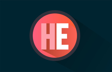 blue pink alphabet letter he h e logo combination with long shadow design