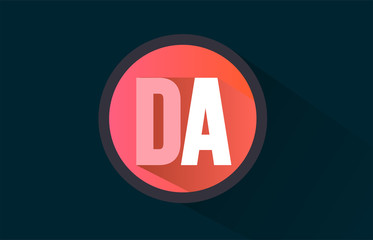 blue pink alphabet letter da d a logo combination with long shadow design