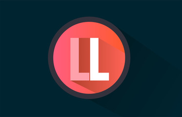 blue pink alphabet letter ll l l logo combination with long shadow design