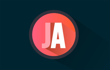 Fototapeta premium blue pink alphabet letter ja j a logo combination with long shadow design
