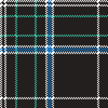 Black check plaid pixel seamless pattern