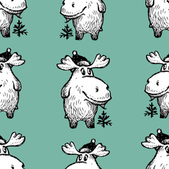 Obraz premium pattern of the funny cartoon deers