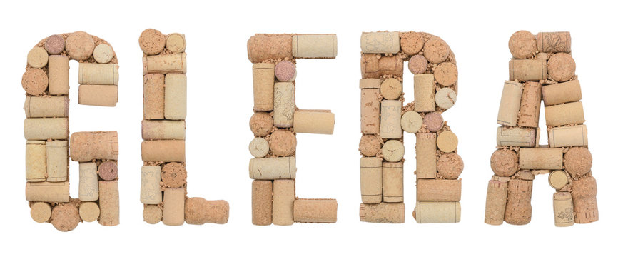 Grape variety Glera made of wine corks Isolated on white background
