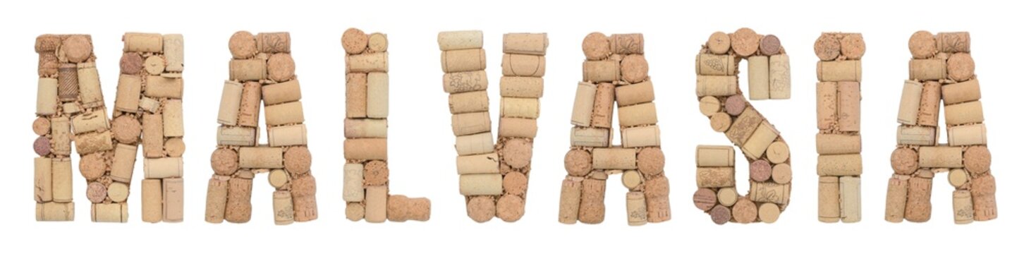 Grape Variety Malvasia Made Of Wine Corks Isolated On White Background