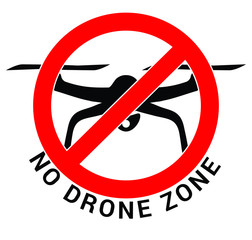 No drone zone - black quadcopter in red crossed circle symbol