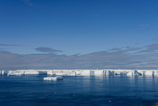 Antarctic landscape with iceberg aerial view