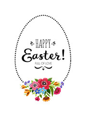 Happy Easter Illustration with egg frame, ettering