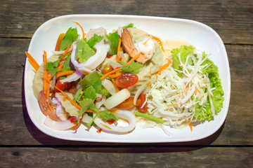 Yum seafood in a Thai restaurant