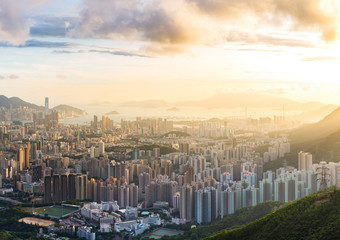Kowloon View point sunset - obrazy, fototapety, plakaty