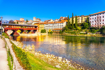 Bassano del Grappa, Old Bridge also known as Bridge of the Alpini. Vicenza, Italy