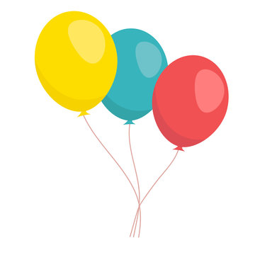 Vector set of balloons in flat style. Balloons isolated icon on white background.
