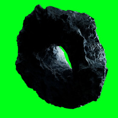 Fototapeta premium Dark rock asteroid isolated 3D rendering