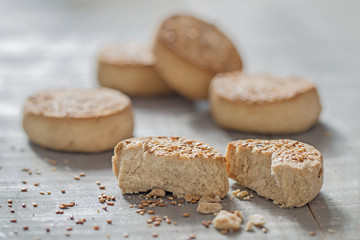 Some cookies with sesame seeds.