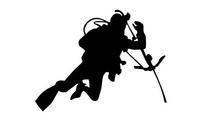 vector image of a divers silhouette F.