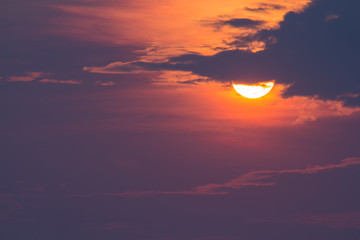 Landscape of sunrise with cloudy over paddy field in the morning of Thailand