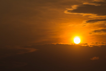 Landscape of sunrise with cloudy over paddy field in the morning of Thailand