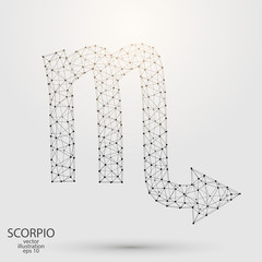 Sign of the zodiac Scorpio composed of 3D triangles, lines, dots and formations. Vector illustration of the EPS 10.
