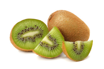 Slices kiwi fruit isolated on white background