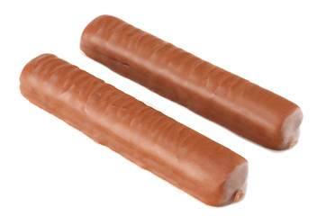 Caramel Chocolate Bar Isolated On White Background