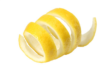 fresh lemon peel isolated on white background. healthy food