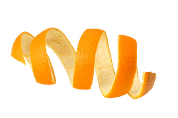 fresh orange peel isolated on white background