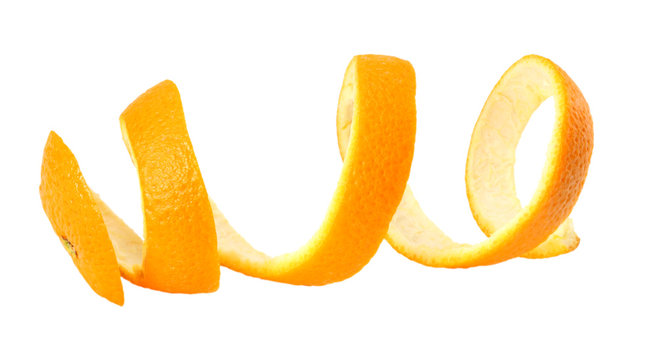 fresh orange peel isolated on white background