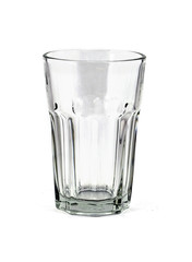 Empty clear glass drinking cup