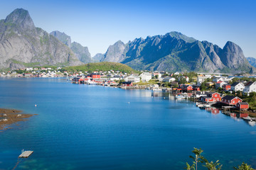 Scenic town of Reine on Lofoten islands in Norway