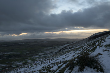Rush-up Edge and views looking south from the edge in the high Peak District of the Derbyshire national park in  England,UK.