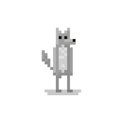 Pixel character wolf for games and websites