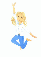 Smiling girl in a jump