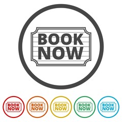 Fototapeta premium Book Now icon, Book Now sign, 6 Colors Included