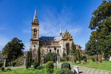 Fototapeta na wymiar BATUMI, GEORGIA - MARCH 17, 2018: Exterior of the Cathedral of the Nativity of the Blessed Virgin. Built in 1903 