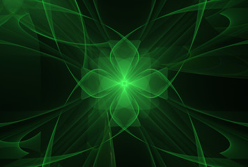 Bright abstract fractal green flowers, Fractal flowers fantasy