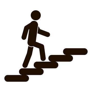 Man on Stairs going up. Stairs icon. Vector illustration