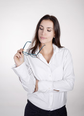 nachdenkliche Geschäftsfrau