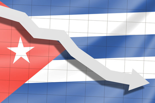 The arrow falls on the background of the Cuban flag - Powered by Adobe