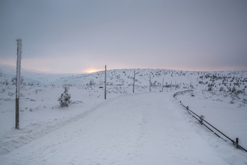 Beautiful landscape of winter Karkonosze mountains, Panorama