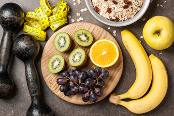 Fitness, healthy food concept