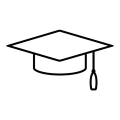 Academic cap or mortarboard line icon. Graduate cap with tassel. Vector Illustration